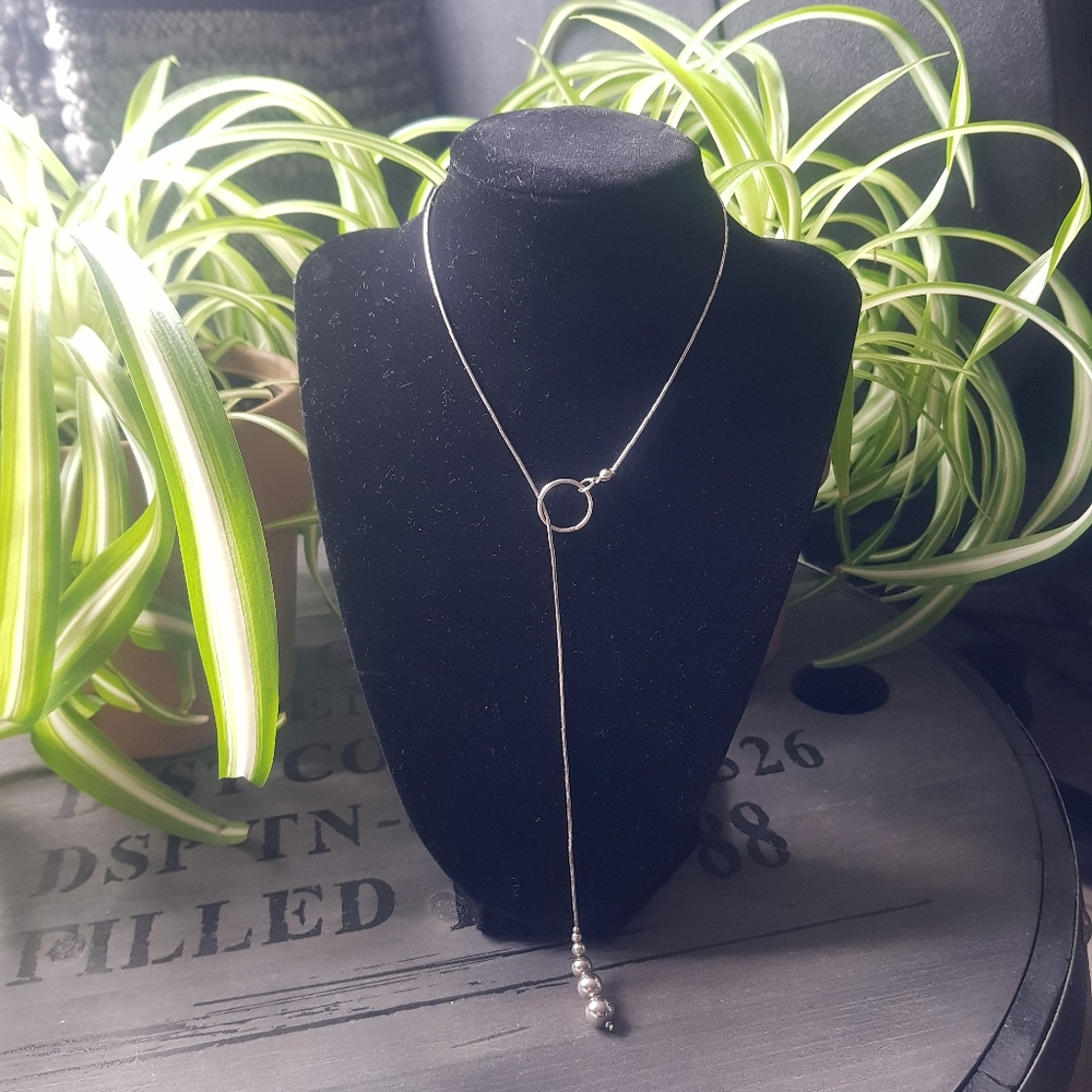 Sterling Liquid Loop Through Necklace - image 1